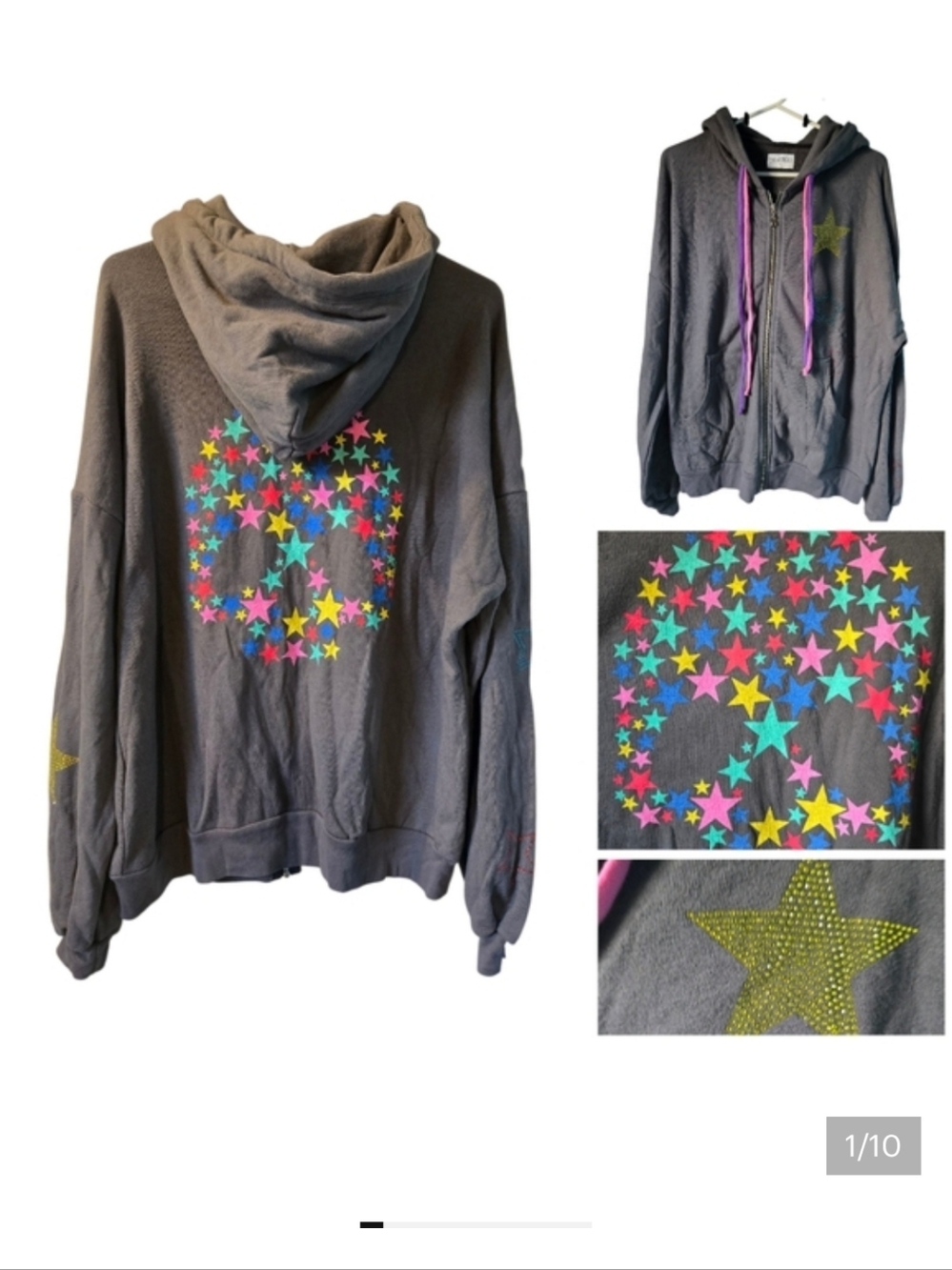 Lauren Moshi Crystal Star Skull hoodie